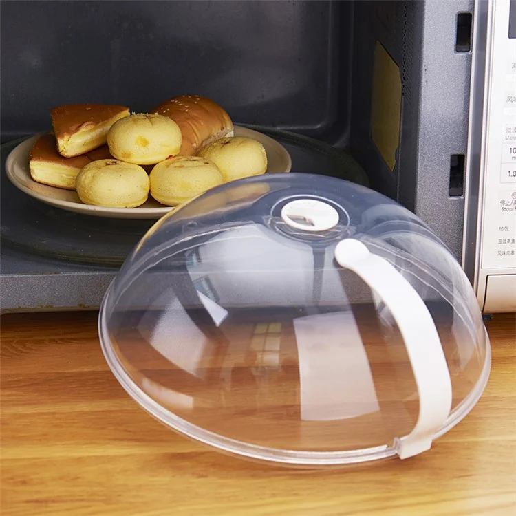 Microwave Splatter Cover with Water Steamer Handle Plastic Dish Bowl Plate Serving Lid