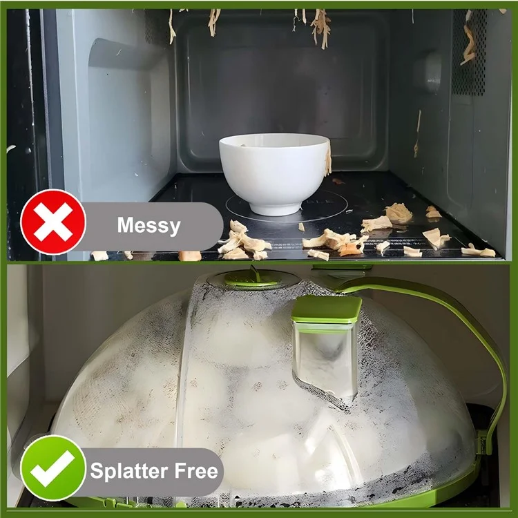 Microwave Splatter Cover with Dual Water Steamer Clear Microwave Plate Cover Lid Dish Bowl Cover