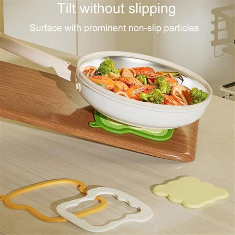 3-in-1 Detachable Heat Insulation Mat Non-Slip Silicone Placemat with Hanging Hole - Yellow