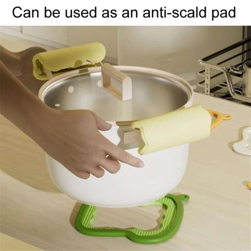 3-in-1 Detachable Heat Insulation Mat Non-Slip Silicone Placemat with Hanging Hole - Yellow