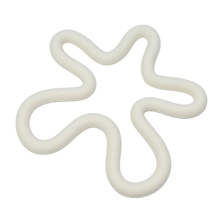 Forme Florale Irrégulière Mat de Lieux de la Chaleur en Silicone Sans Glissement Pour la Maison Extérieure - Blanc