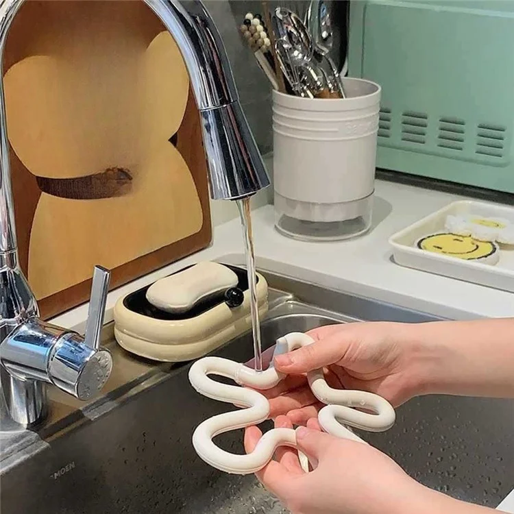Forme Florale Irrégulière Mat de Lieux de la Chaleur en Silicone Sans Glissement Pour la Maison Extérieure - Blanc