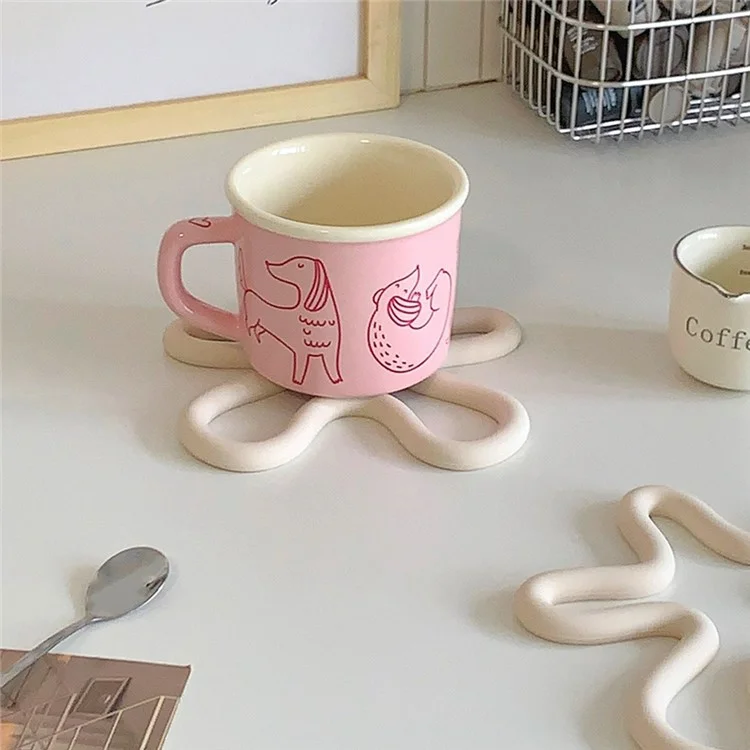 Forme Florale Irrégulière Mat de Lieux de la Chaleur en Silicone Sans Glissement Pour la Maison Extérieure - Blanc