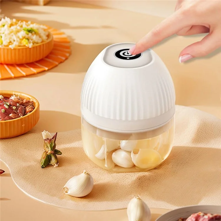 250 ml Mini Hacheur D'ail Avec 3 Masher de Broyeur de Légumes à 3 Coupeurs Small Food Wentor - Blanc