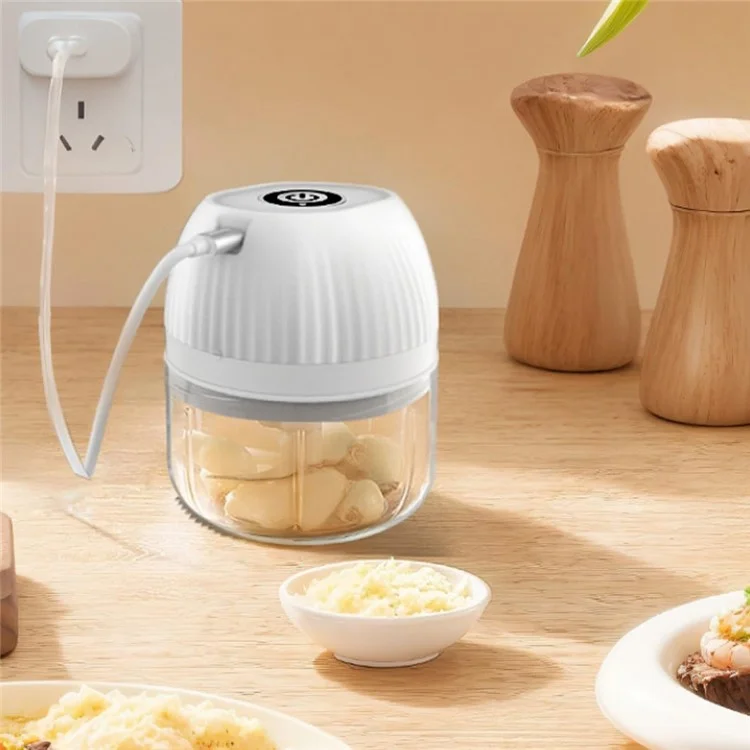 250 ml Mini Hacheur D'ail Avec 3 Masher de Broyeur de Légumes à 3 Coupeurs Small Food Wentor - Blanc