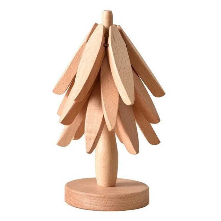 Pad di Isolamento in Legno 3 Pcs a Forma di Albero Set Vasi Caldi e Tappetini Isolanti - Colore di Legno