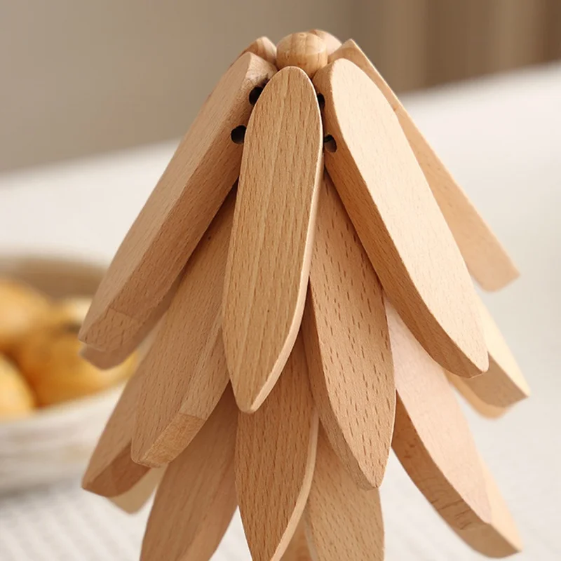 Wooden Tree Coasters 4Pcs Tree Shaped Tree Shaped Trivet Mats for Hot Dishes, Hot Pots and Pans - Wood Color