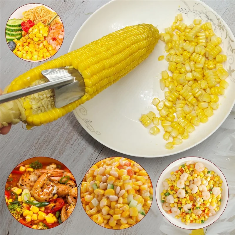 Stainless Steel Corn Cob Husker Manual Corn Stripper Ergonomic Corn Stripping Shovel (No FDA, BPA Free)
