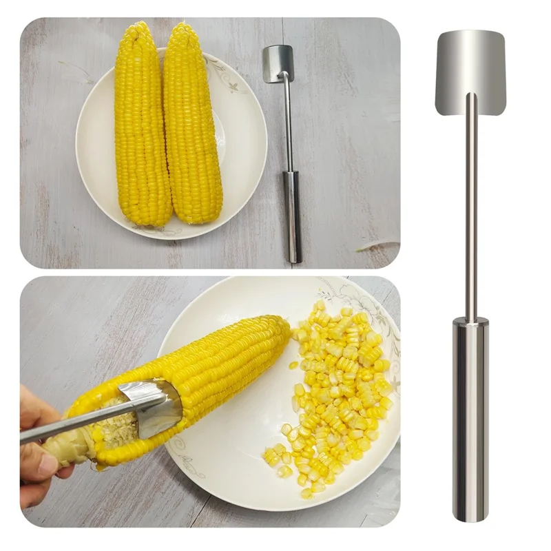 Stainless Steel Corn Cob Husker Manual Corn Stripper Ergonomic Corn Stripping Shovel (No FDA, BPA Free)