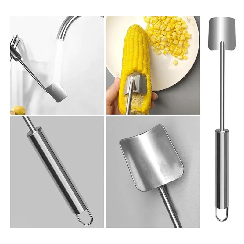 Stainless Steel Corn Cob Husker Manual Corn Stripper Ergonomic Corn Stripping Shovel (No FDA, BPA Free)