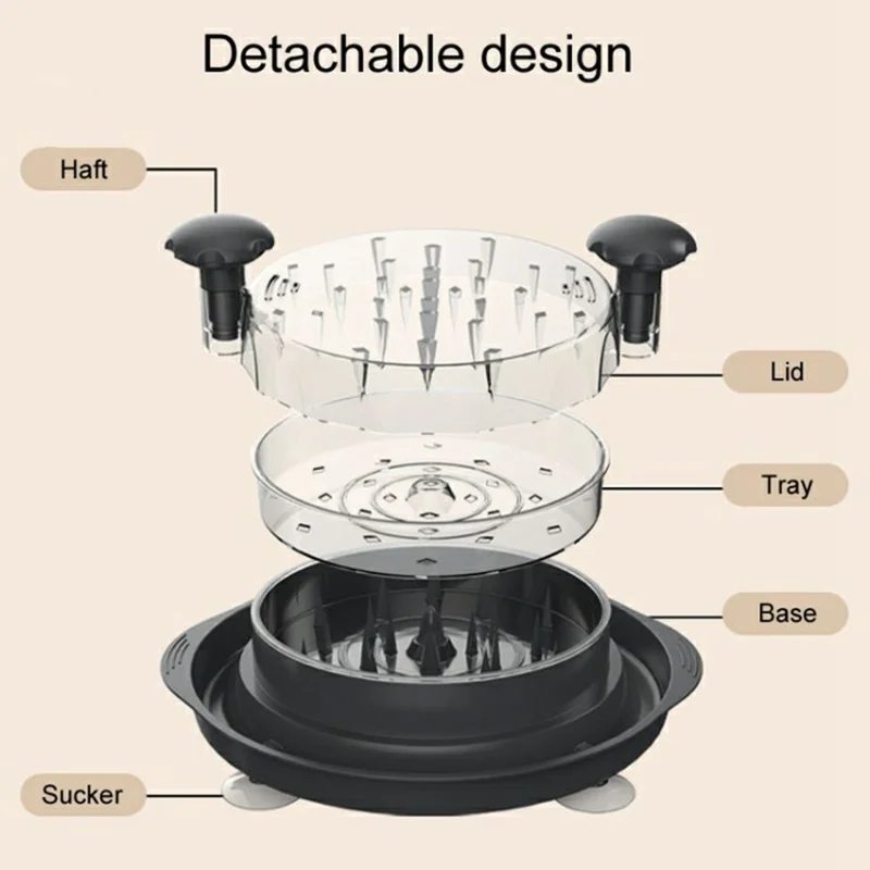 Chicken Breast Salad Shredder Suction Cup Bottom Kitchen Manual Meat Grinder (BPA Free, No FDA) - Black