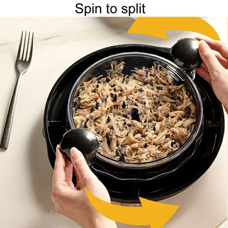 Chicken Breast Salad Shredder Suction Cup Bottom Kitchen Manual Meat Grinder (BPA Free, No FDA) - Black
