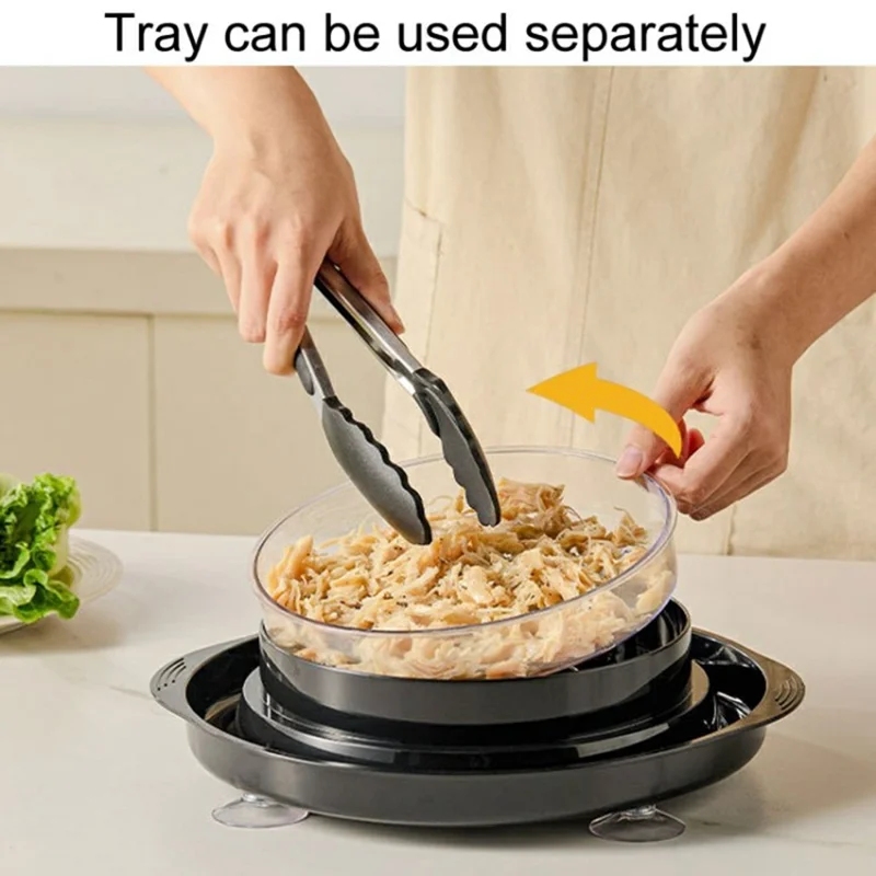 Chicken Breast Salad Shredder Suction Cup Bottom Kitchen Manual Meat Grinder (BPA Free, No FDA) - Black