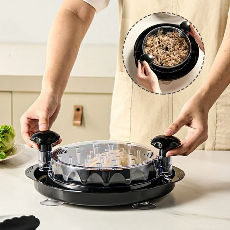 Chicken Breast Salad Shredder Suction Cup Bottom Kitchen Manual Meat Grinder (BPA Free, No FDA) - Black