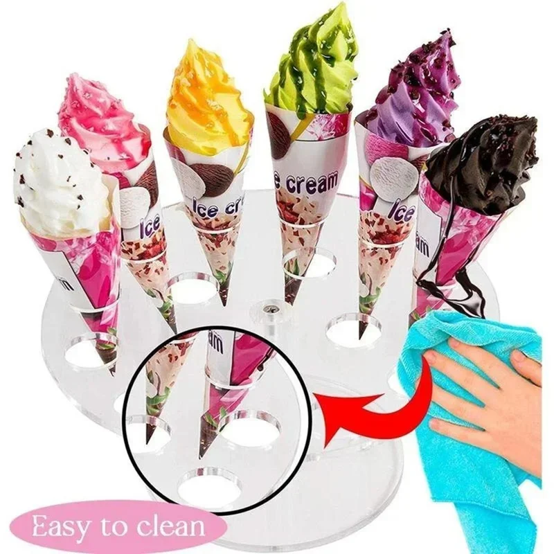 16 Holes Acrylic Transparent Ice Cream Stand Cake Cone Holder Wedding Buffet Food Display Stand (No FDA Certified, BPA Free)