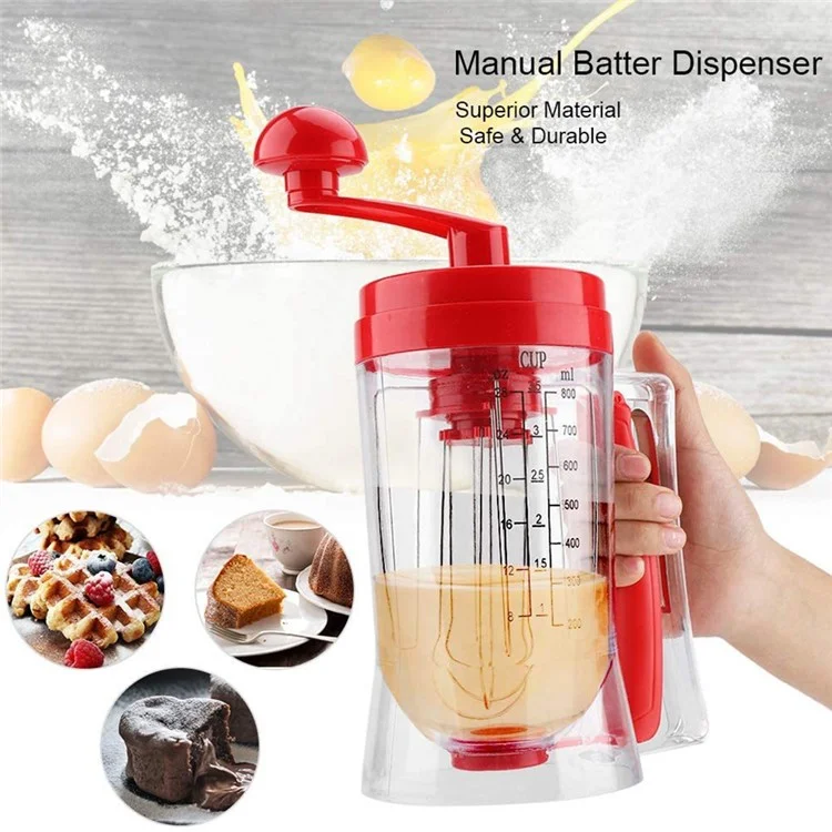 Batter Separator Manual Pancakes Cookie Cake Waffles Dispenser Baking Tool (BPA Free, without FDA Certificate) - Red