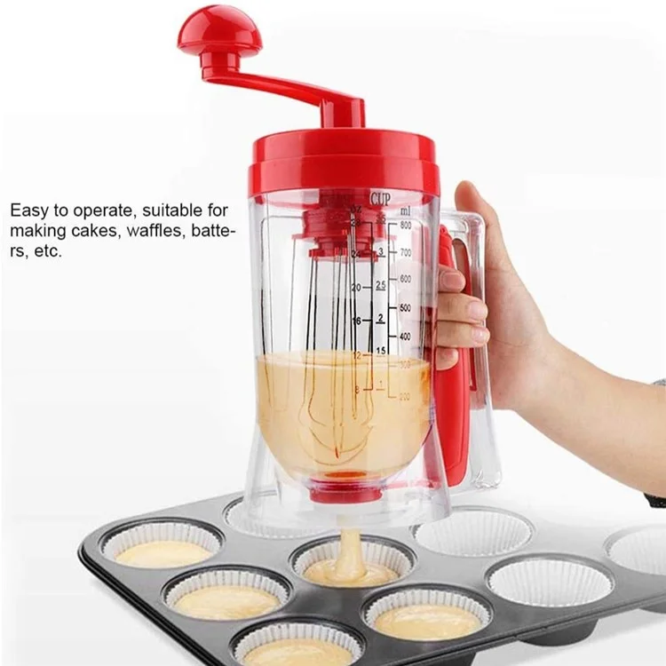 Batter Separator Manual Pancakes Cookie Cake Waffles Dispenser Baking Tool (BPA Free, without FDA Certificate) - Red