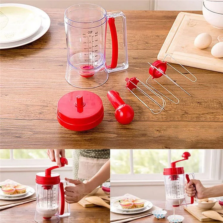 Batter Separator Manual Pancakes Cookie Cake Waffles Dispenser Baking Tool (BPA Free, without FDA Certificate) - Red