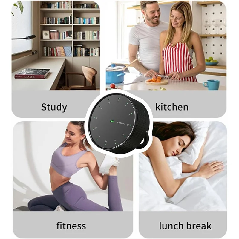 Magnetic Rotating Countdown Timer Kitchen Student Learning Time Manager Time Reminder with Bracket - Black
