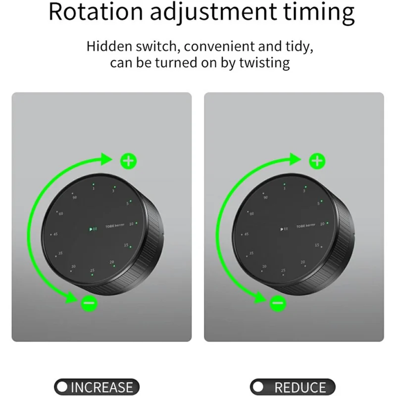 Magnetic Rotating Countdown Timer Kitchen Student Learning Time Manager Time Reminder with Bracket - Black