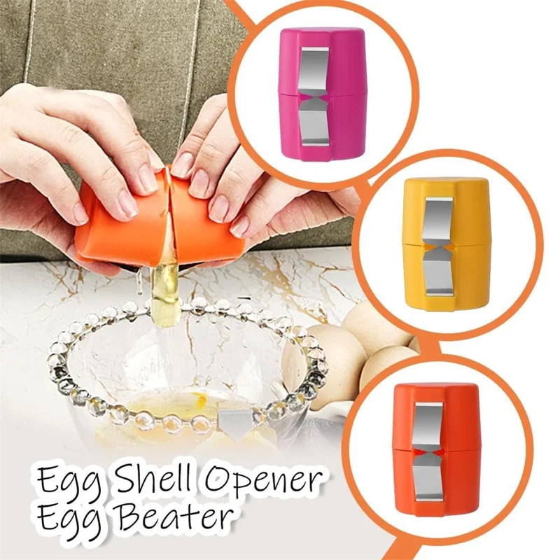 Handheld Egg Shell Opener PP + Stainless Steel Egg Shell Separator Kitchen Gadget - Pink