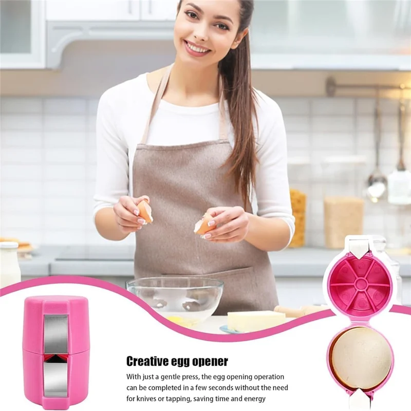 Handheld Egg Shell Opener PP + Stainless Steel Egg Shell Separator Kitchen Gadget - Pink