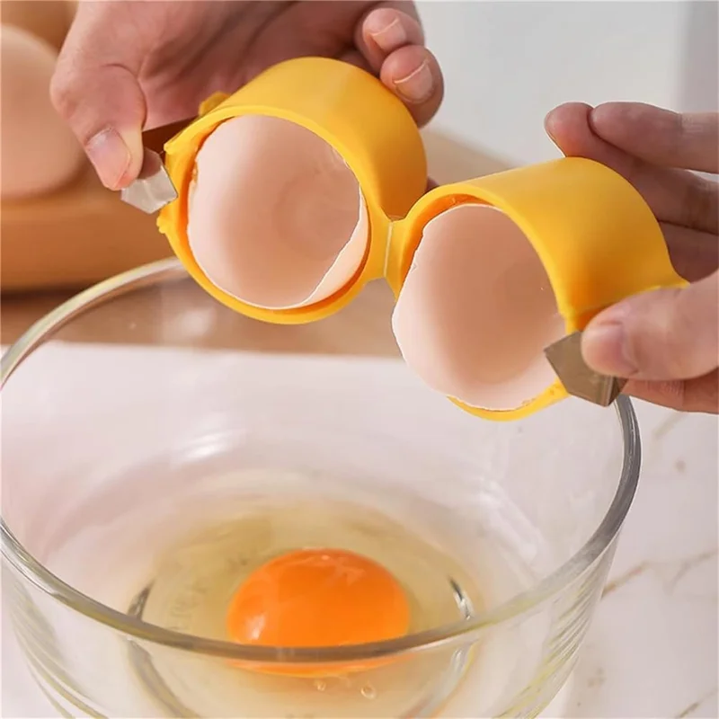 Handheld Egg Shell Opener PP + Stainless Steel Egg Shell Separator Kitchen Gadget - Pink
