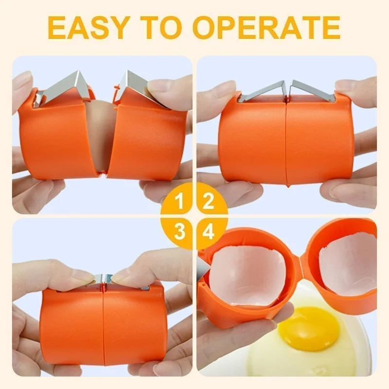 Handheld Egg Shell Opener PP + Stainless Steel Egg Shell Separator Kitchen Gadget - Pink