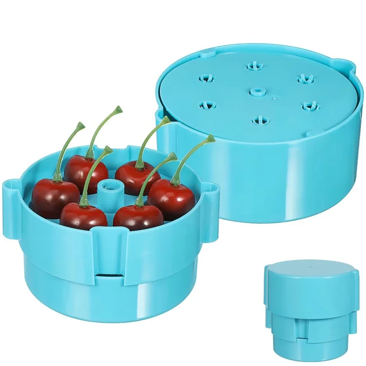 Rimozione Del Nucleo di Ciliegia in Plastica di Ciliegia di Ciliegia Portatile Con 6 Fori Singoli Strumenti di Rimozione Dei Semi di Ciliegia - Blu