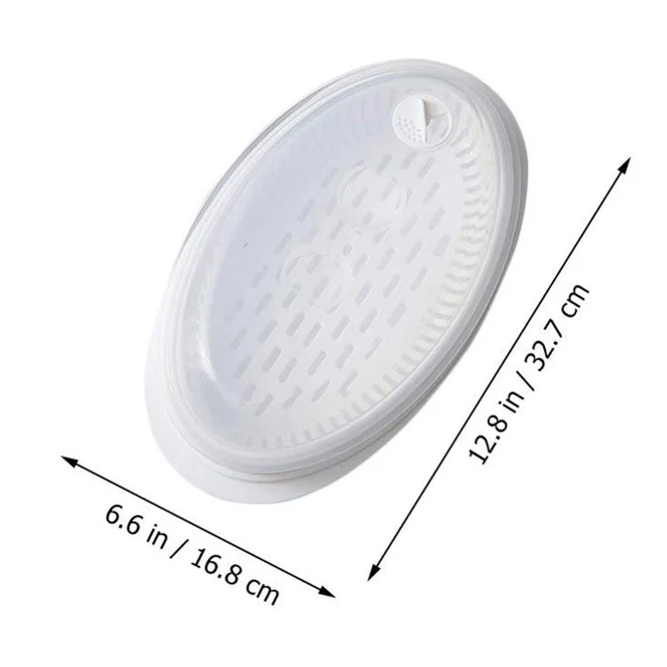 Vaporera de pescado para microondas, bandeja multiusos para cocinar al vapor pescado, vaporera ovalada para horno microondas con tapa (libre de BPA, sin aprobación de la FDA)