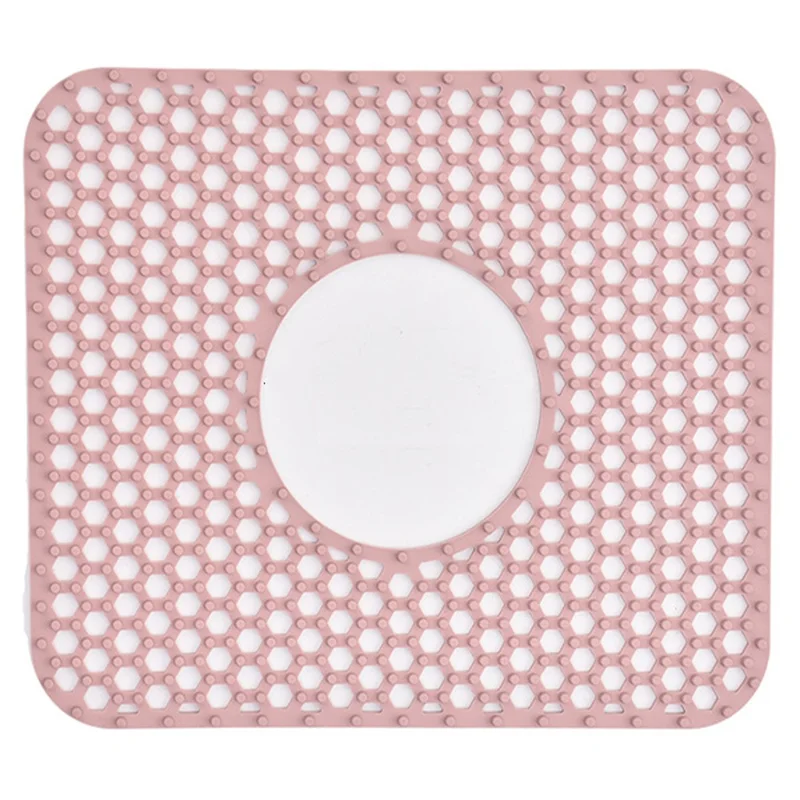 Large Size Silicone Kitchen Hollow Sink Mat Non-Slip Heat Insulation Desk Pad Drain Mat - Pink