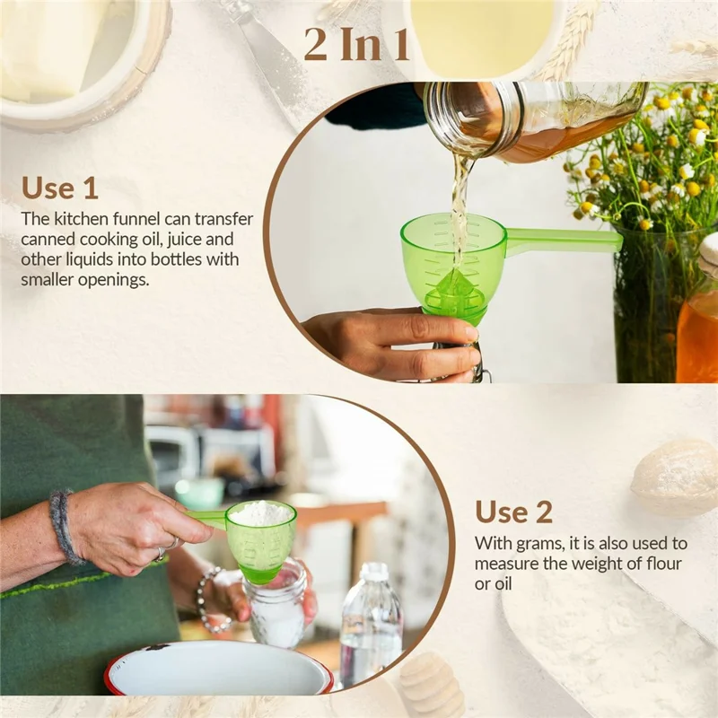 4Pcs Measuring Scoop Funnel ABS Powder Funnel Water Bottle Scoop Measuring Tool (BPA Free, No FDA)