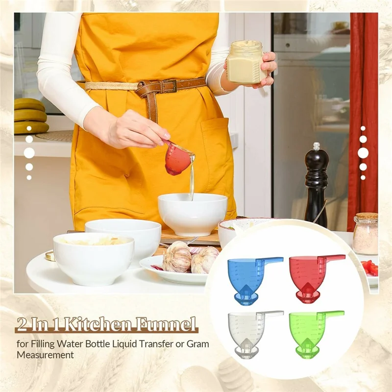 4Pcs Measuring Scoop Funnel ABS Powder Funnel Water Bottle Scoop Measuring Tool (BPA Free, No FDA)