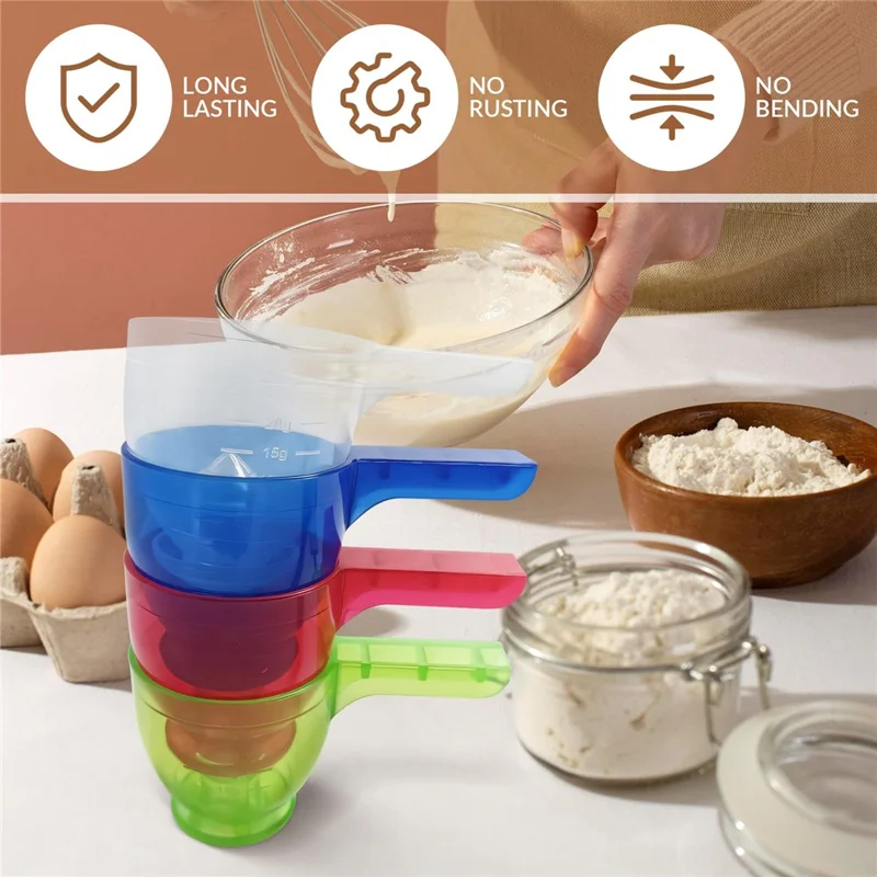 Measuring Scoop Funnel ABS Powder Funnel Water Bottle Scoop Measuring Tool (BPA Free, No FDA) - Blue