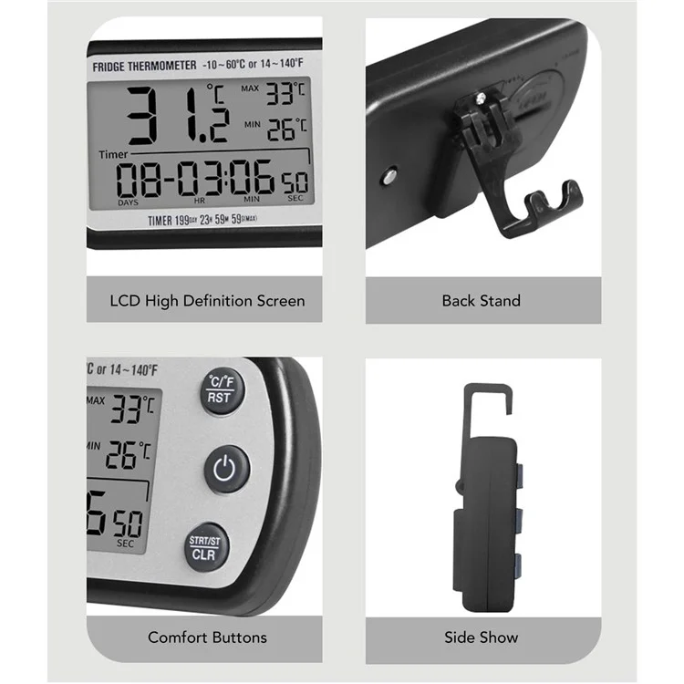 Magnetic suction digital food thermometer for refrigerator food preservation, electronic temperature tester