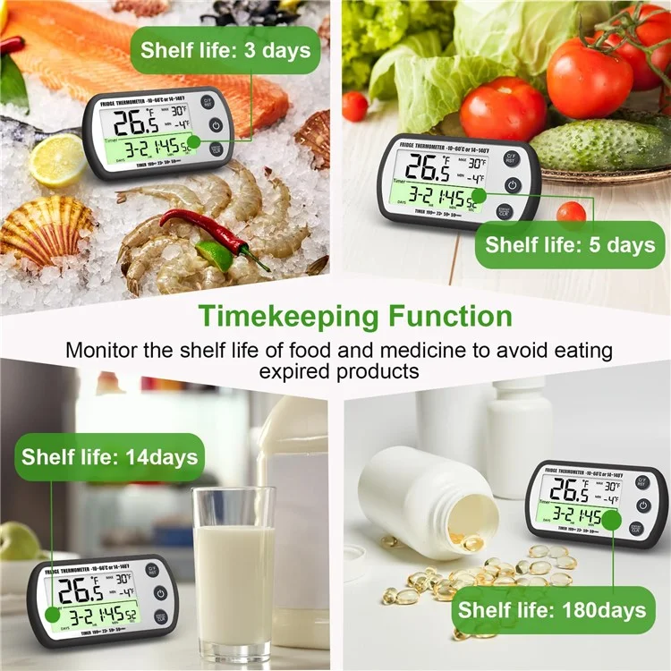 Magnetic suction digital food thermometer for refrigerator food preservation, electronic temperature tester