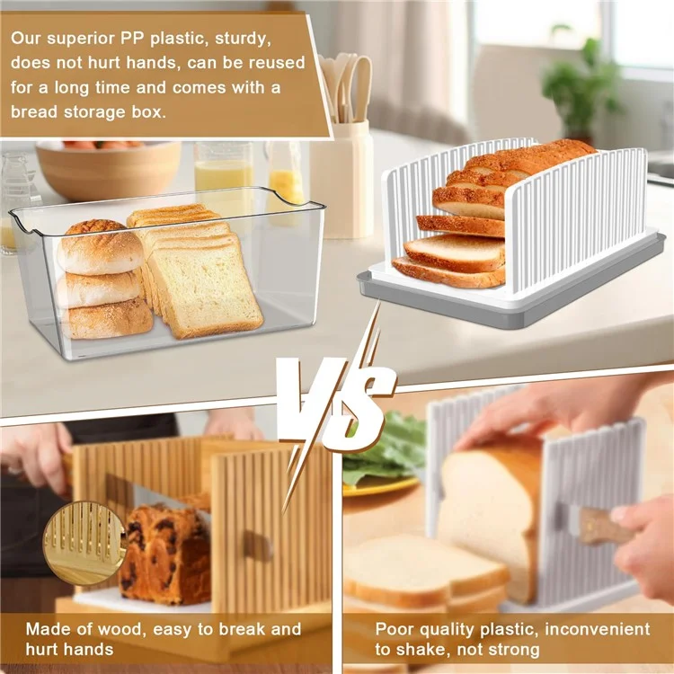 Bread Slicer DIY Adjustable Toast Loaf Slicing Machine Bread Cutting Guide Tool (BPA Free, No FDA)