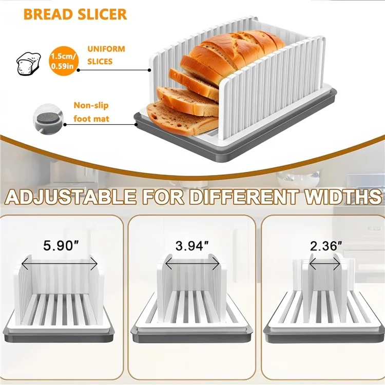Bread Slicer DIY Adjustable Toast Loaf Slicing Machine Bread Cutting Guide Tool (BPA Free, No FDA)