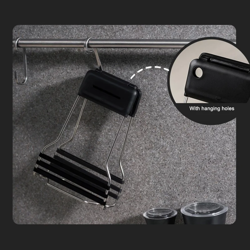 AAB050 PP+Stainless Steel+Silicone Bowl Gripping Tool Kitchen Anti-scald Bowl Plate Cup Clip - Black