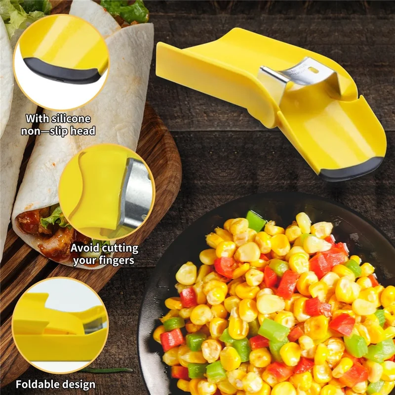 Stainless Steel Blade Corn Cob Stripper Quick Corn Kernel Separator Kitchen Gadget (BPA Free, No FDA)