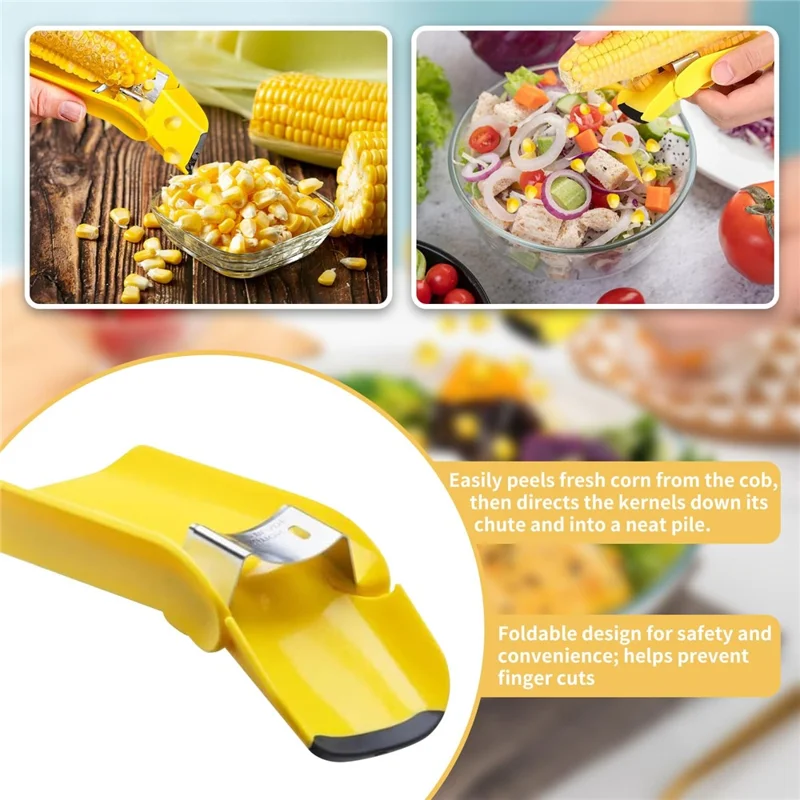 Stainless Steel Blade Corn Cob Stripper Quick Corn Kernel Separator Kitchen Gadget (BPA Free, No FDA)