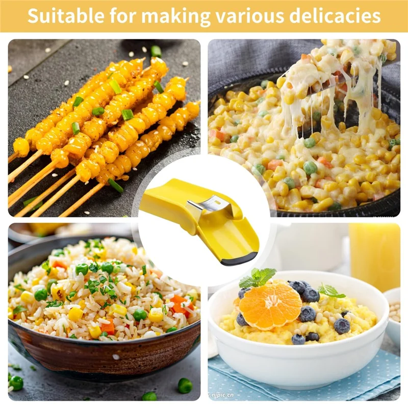 Stainless Steel Blade Corn Cob Stripper Quick Corn Kernel Separator Kitchen Gadget (BPA Free, No FDA)