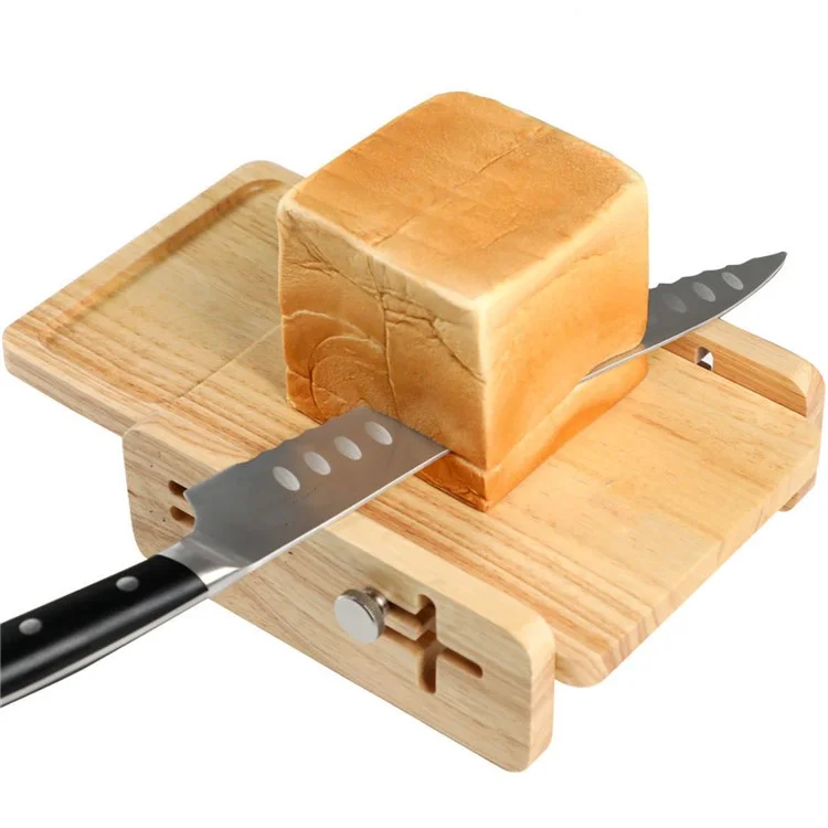 Soporte ajustable de madera para rebanador de pan, herramienta de rebanado de pan para cocina doméstica (libre de BPA, sin aprobación de la FDA)