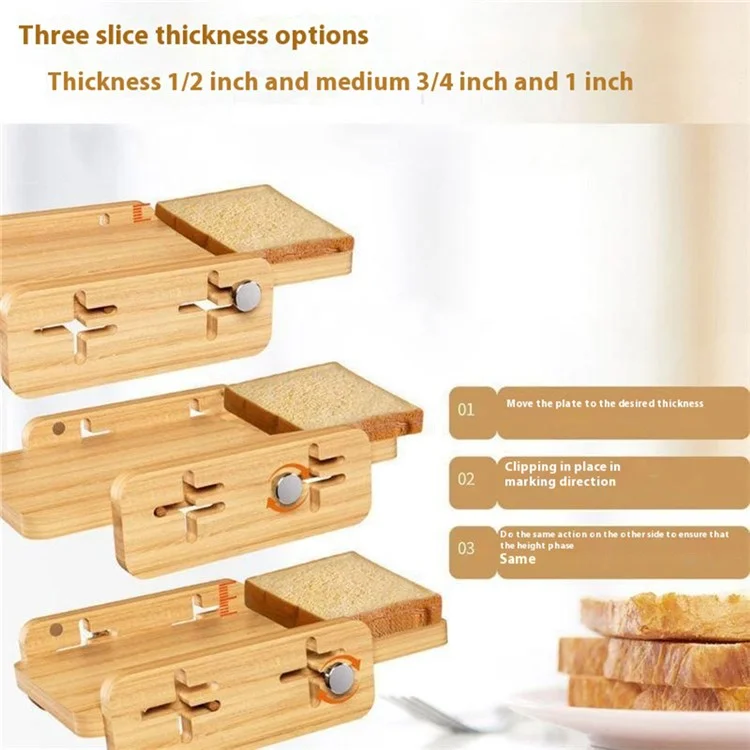 Soporte ajustable de madera para rebanador de pan, herramienta de rebanado de pan para cocina doméstica (libre de BPA, sin aprobación de la FDA)