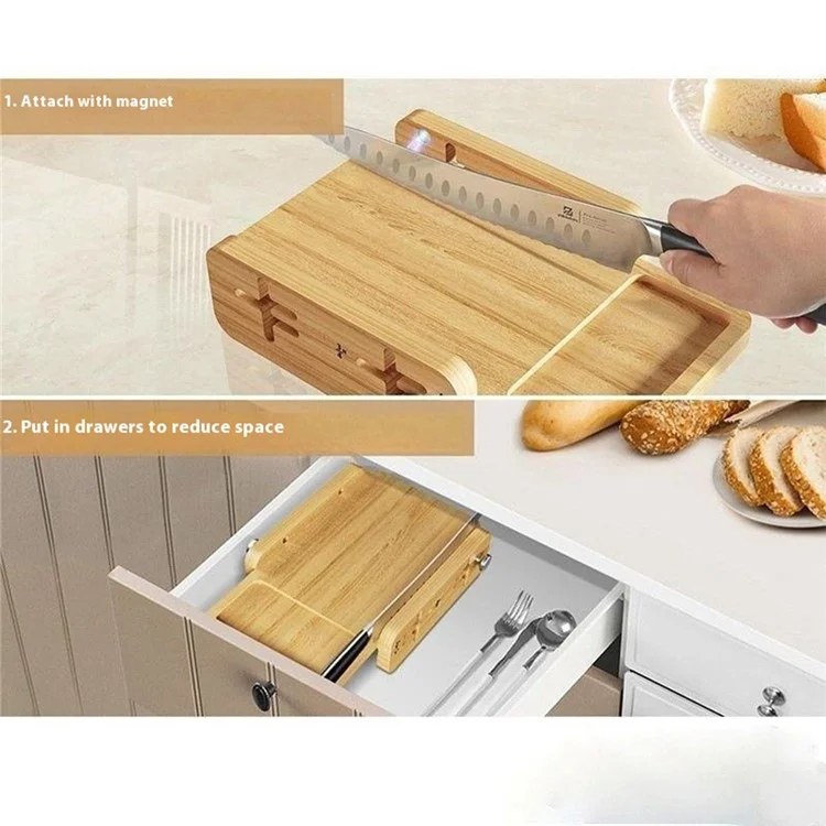 Soporte ajustable de madera para rebanador de pan, herramienta de rebanado de pan para cocina doméstica (libre de BPA, sin aprobación de la FDA)