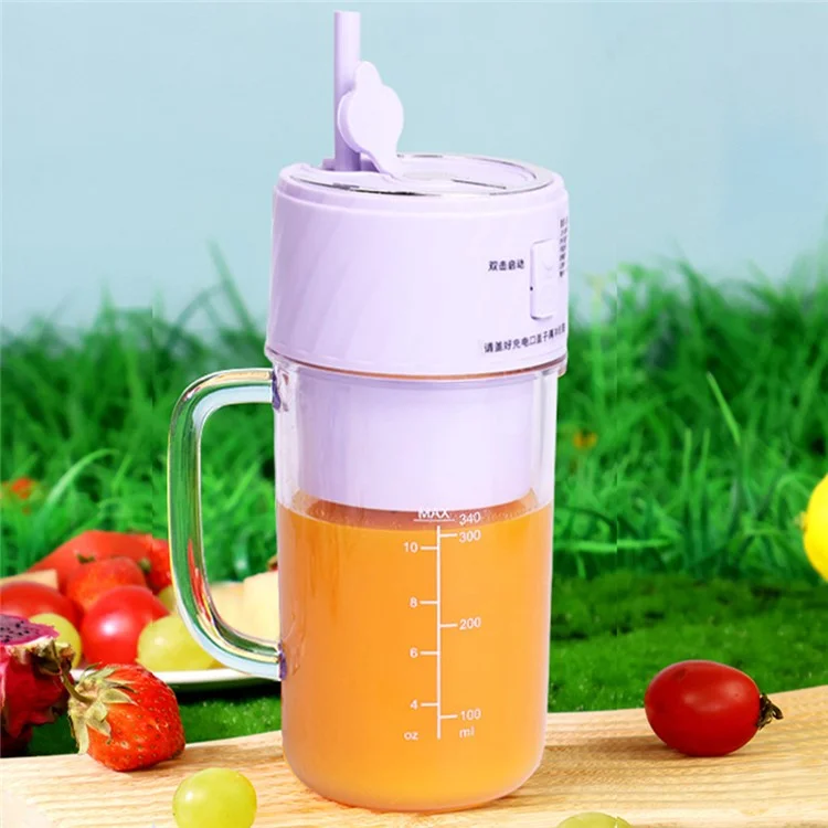 Tragbarer Entsafter 1200 mAh Wiederaufladbarer Mini-Entsafter-Becher (Ohne FDA, BPA-frei) - Lila