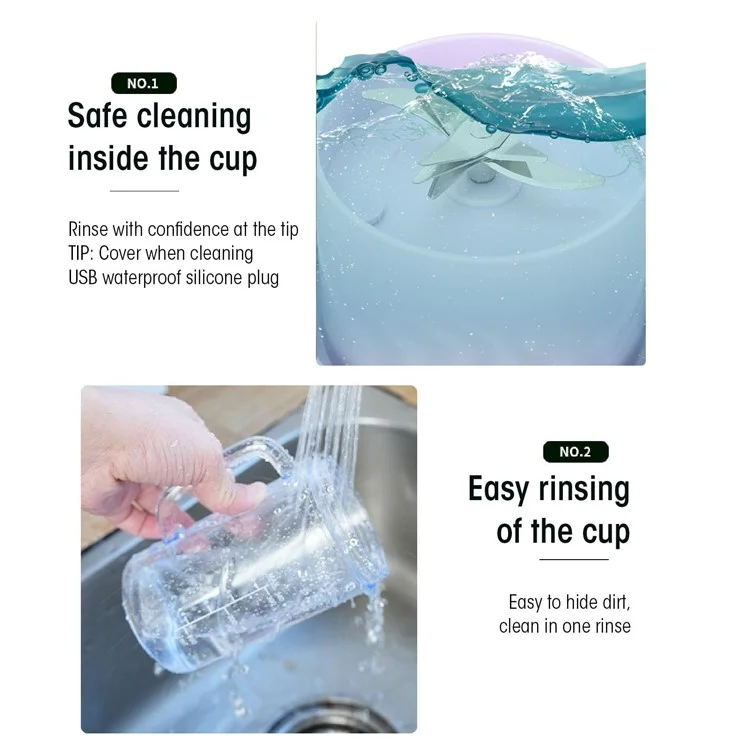 Tragbarer Entsafter 1200 mAh Wiederaufladbarer Mini-Entsafter-Becher (Ohne FDA, BPA-frei) - Lila