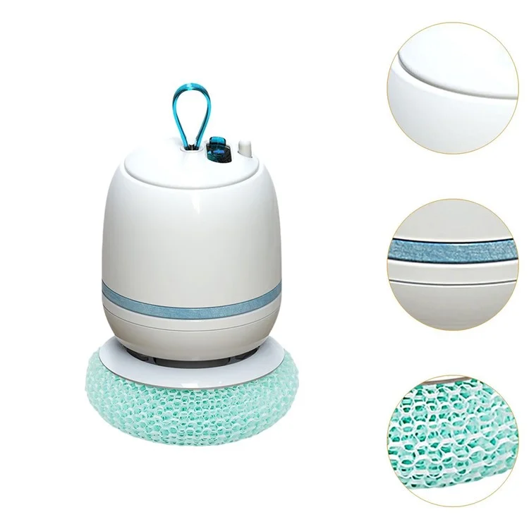 Cepillo de limpieza eléctrico recargable, rotación inalámbrica, de mano, para platos, ollas y cuencos - Azul cielo