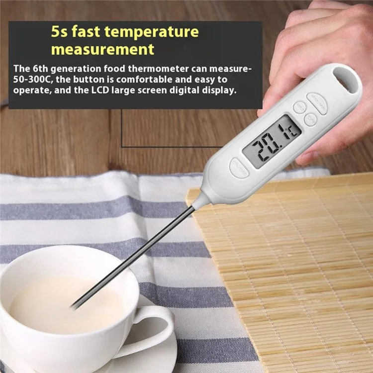 Termómetro digital de alimentos 0618 para cocina, barbacoa, carne, leche y agua. Herramienta de medición de temperatura (sin FDA, libre de BPA)