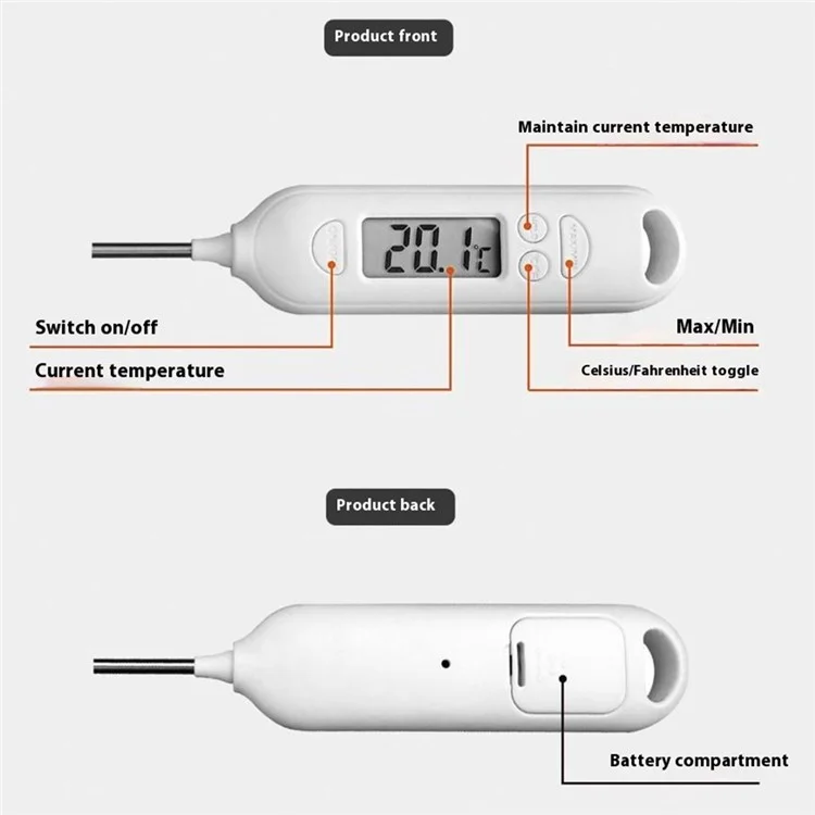 Termómetro digital de alimentos 0618 para cocina, barbacoa, carne, leche y agua. Herramienta de medición de temperatura (sin FDA, libre de BPA)